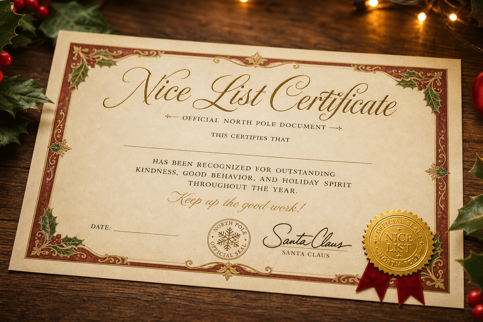 Nice List Certificate